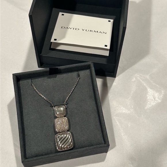 Vintage David Yurman Diamond & Silver Chiclet Triple Drop Pendant - Picture 2 of 11